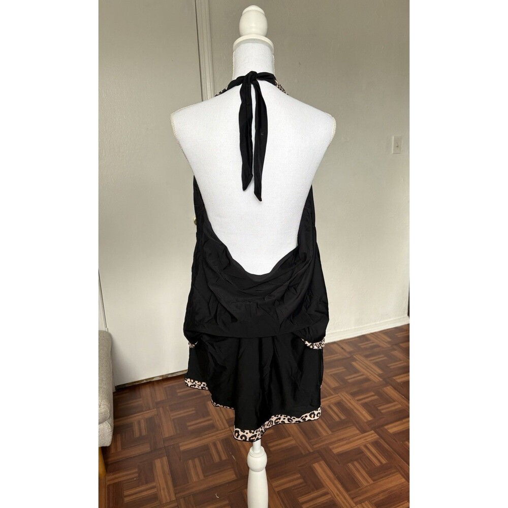 Women’s Black Leopard Halter Top and Skirt Swimsuit Set Size 2X - Picture 2 of 13